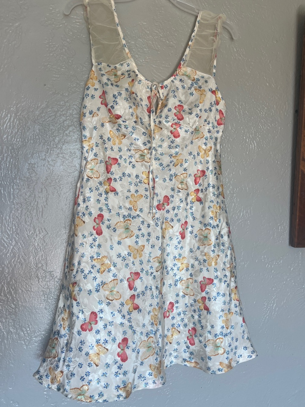 Floral Butterfly Slip Dress in Cream, Pink & Yellow